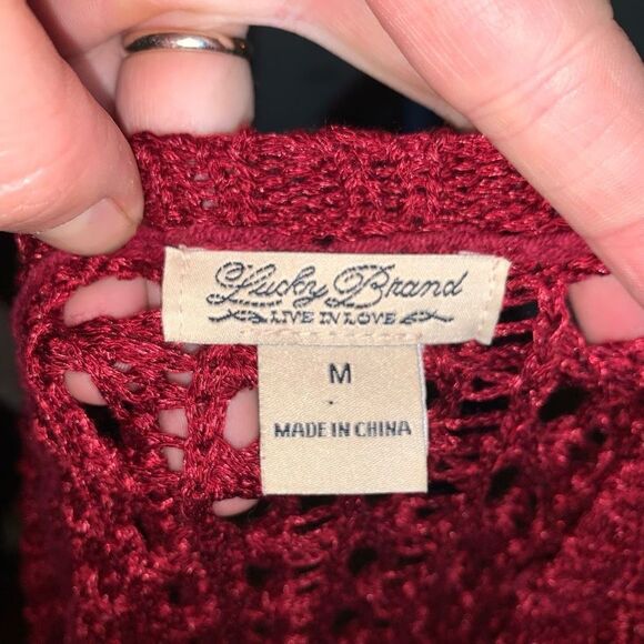 Lucky Brand red loose weave pullover normcore M sweater - Picture 3 of 3